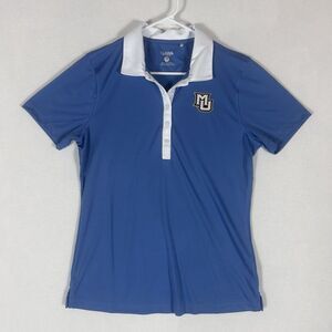 Marquette University MU Golden Eagle Polo Shirt Mens Large Blue Short Sleeve